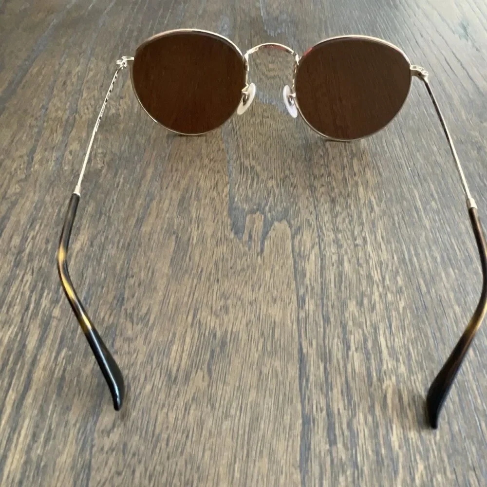 Ray-Ban RB 3447-N Round Metal Sunglasses Gold Frame Mirrored Pink Glass Lens